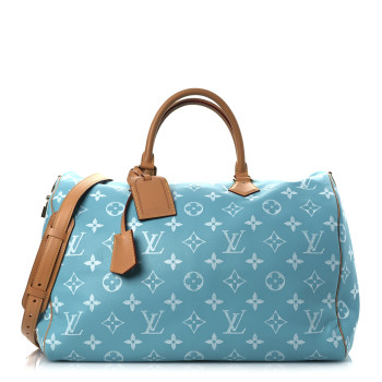 LOUIS VUITTON Calfskin Monogram Speedy P9 Bandouliere 50 Turquoise
