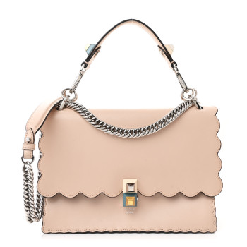 FENDI Vitello Liberty Scalloped Studded Kan I Shoulder Bag Plaster