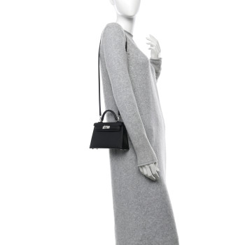 HERMES Epsom Mini Kelly Sellier 20 Black