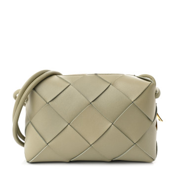 BOTTEGA VENETA Lambskin Maxi Intrecciato Small Cassette Camera Bag Travertine