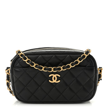 CHANEL Lambskin Quilted Camera Bag Black