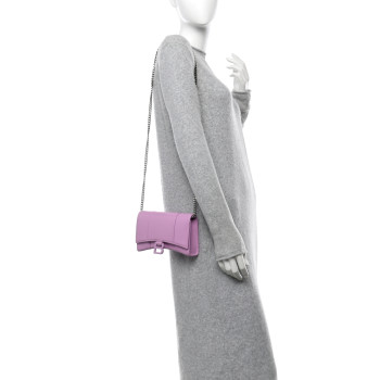 BALENCIAGA Shiny Box Calfskin Tonal B Hourglass Chain Bag Liliac