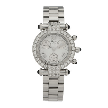 CHOPARD Stainless Steel Diamond Bezel 32mm Imperiale Quartz Watch White