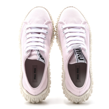MIU MIU Gabardine Low Top Matelasse Sneakers 35 Alabastro