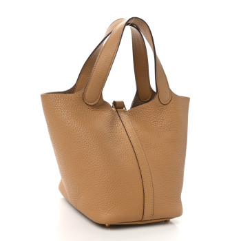 HERMES Taurillon Clemence Picotin Lock 18 PM Biscuit