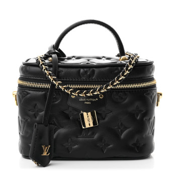 LOUIS VUITTON Lambskin Monogram Coussin Vanity PM Black