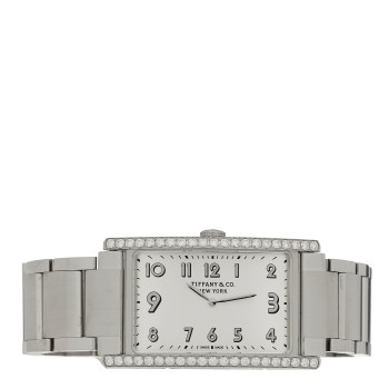 TIFFANY Stainless Steel Diamond Bezel 25mm East West Quartz Watch White
