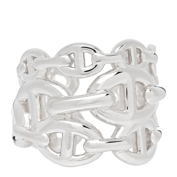 HERMES Sterling Silver GM Chaine d'Ancre Enchainee Band Ring 54 7
