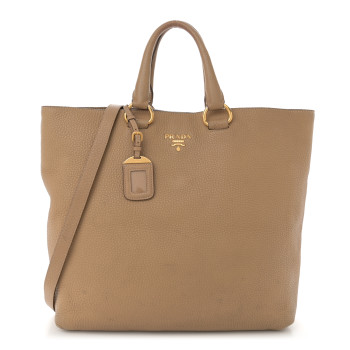 PRADA Vitello Daino Shopping Tote Sughero