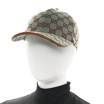 GUCCI Monogram New GG Baseball Hat L Azure Harness Brown