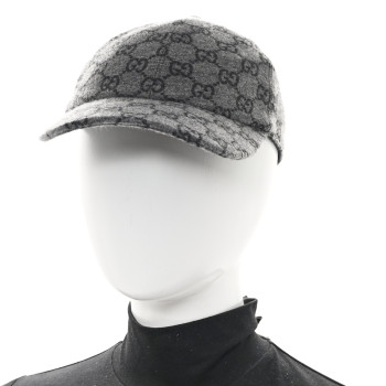 GUCCI Covered Wool GG Monogram Baseball Hat M Grey Dark Grey Black