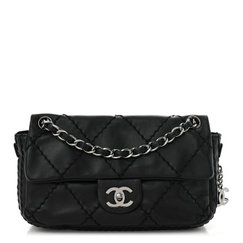 CHANEL Calfskin Stitched Expandable Flap Black