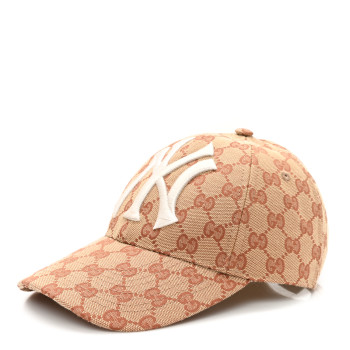 GUCCI X MLB Monogram NY Yankees Baseball Hat 55-59 Beige Ruggine