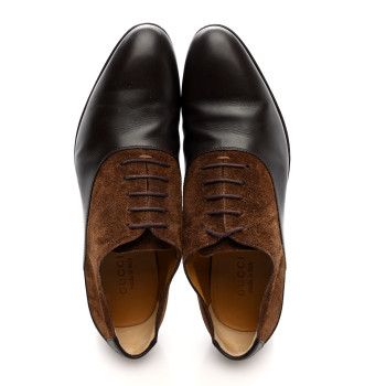 GUCCI New Waxed Calfskin Supersofty Oxfords 9 Cocoa Brown Sugar