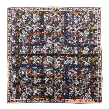 LOUIS VUITTON Silk Floral Print Square Scarf Multicolor