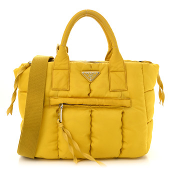 PRADA Tessuto Nylon Quilted Bomber Tote Giallo