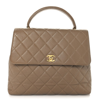 CHANEL Caviar Quilted Jumbo Kelly Flap Beige