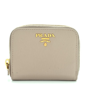 PRADA Vitello Move Zip Coin Purse Cammeo