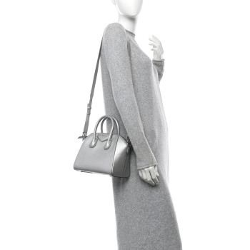 GIVENCHY Metallic Sugar Goatskin Mini Antigona Silver