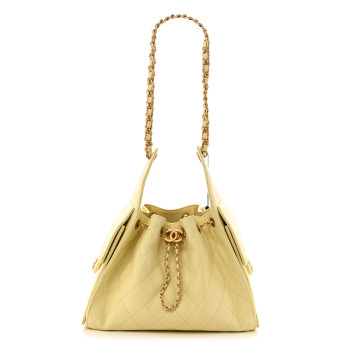 CHANEL Caviar Quilted Small Chanel 25 Handbag Light Yellow