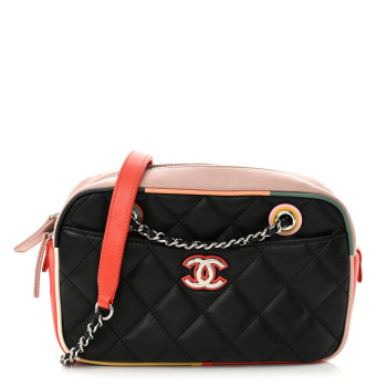 CHANEL Calfskin Quilted Cuba Camera Bag Black Multicolor
