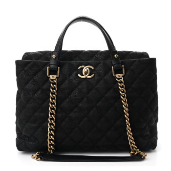 CHANEL Iridescent Caviar Chic Quilt Tote Black