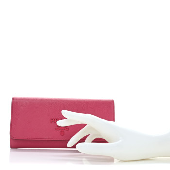 PRADA Saffiano Monochrome Continental Wallet Pink
