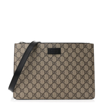 GUCCI GG Supreme Monogram Signature Messenger Bag Black