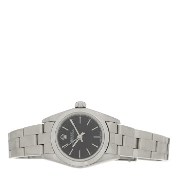ROLEX Stainless Steel 24mm Oyster Perpetual Watch Black 76080