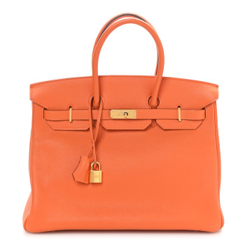 HERMES Taurillon Clemence Birkin 35 Orange