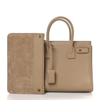 SAINT LAURENT Grained Calfskin Baby Sac De Jour Souple Dark Beige
