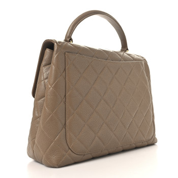 CHANEL Caviar Quilted Jumbo Kelly Flap Beige