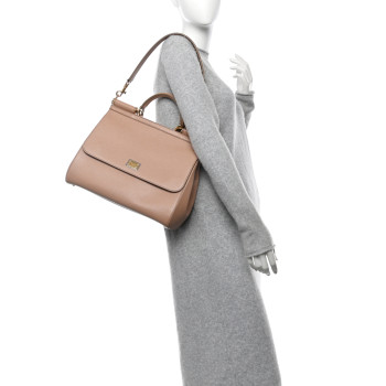 DOLCE & GABBANA Dauphine Large Miss Sicily Satchel Dark Beige