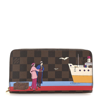 LOUIS VUITTON Damier Ebene 2016 Christmas Animation Zippy Wallet Rouge