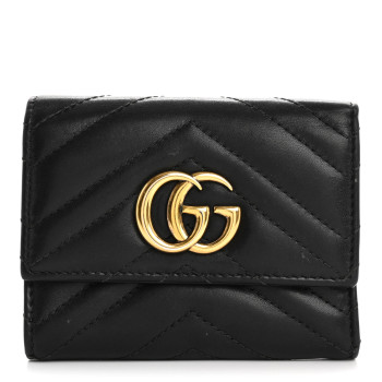 GUCCI Calfskin Matelasse GG Marmont Wallet Black