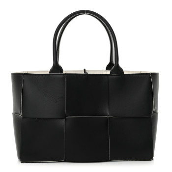 BOTTEGA VENETA Nappa Maxi Intrecciato Small Arco Tote Black White