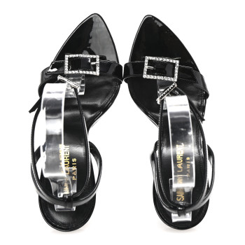 SAINT LAURENT Vernice Crystal Gippy 110 Sandals 35 Black