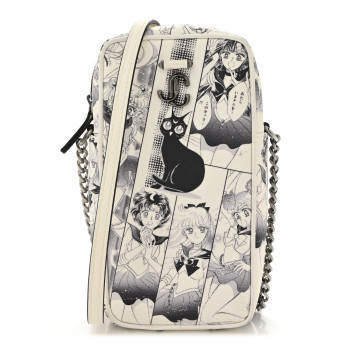 JIMMY CHOO X SAILOR MOON Coated Canvas Printed Varenne Phone Case Black White Ultra Black