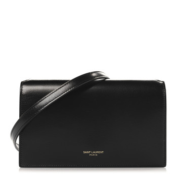 SAINT LAURENT Smooth Calfskin Monogram Crossbody Bag Black