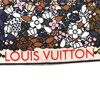 LOUIS VUITTON Silk Floral Print Square Scarf Multicolor
