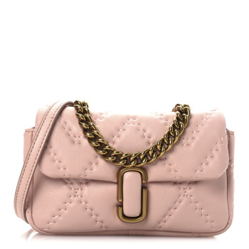 MARC JACOBS Lambskin Quilted J Marc Mini Shoulder Bag Rose