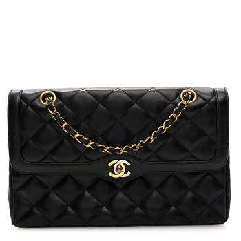 CHANEL Lambskin Medium Double Flap Black