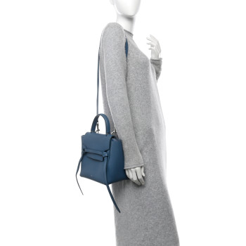 CELINE Grained Calfskin Micro Belt Bag Washed Blue