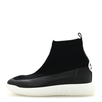 HERMES Mesh Calfskin 24 Sneakers 36 Black White