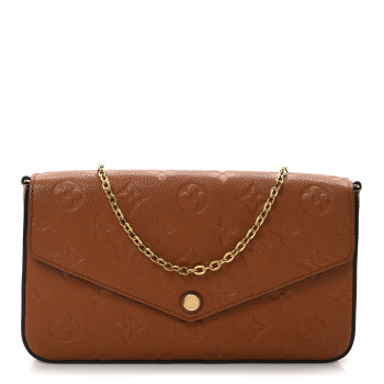 LOUIS VUITTON Empreinte Pochette Felicie Chain Wallet Cognac