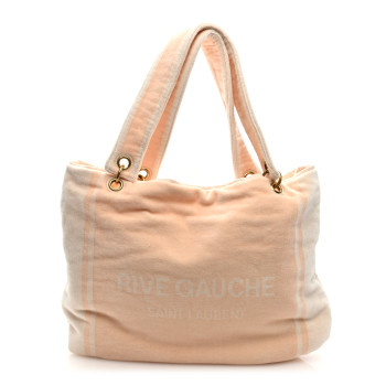 SAINT LAURENT Terrycloth Rive Gauche Towel Tote Beige