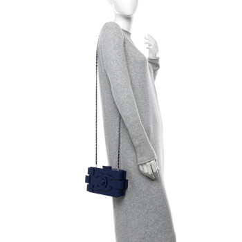 CHANEL Plexiglass Boy Brick Lego Clutch Dark Blue