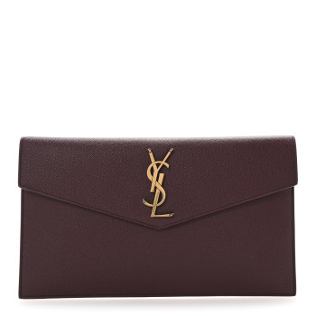 SAINT LAURENT Grain De Poudre Uptown Pouch Burgundy