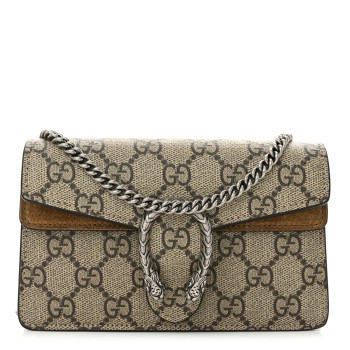 GUCCI GG Supreme Monogram Super Mini Dionysus Shoulder Bag Taupe