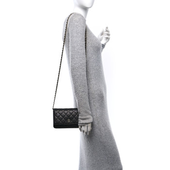 CHANEL Caviar Quilted Wallet On Chain WOC Black